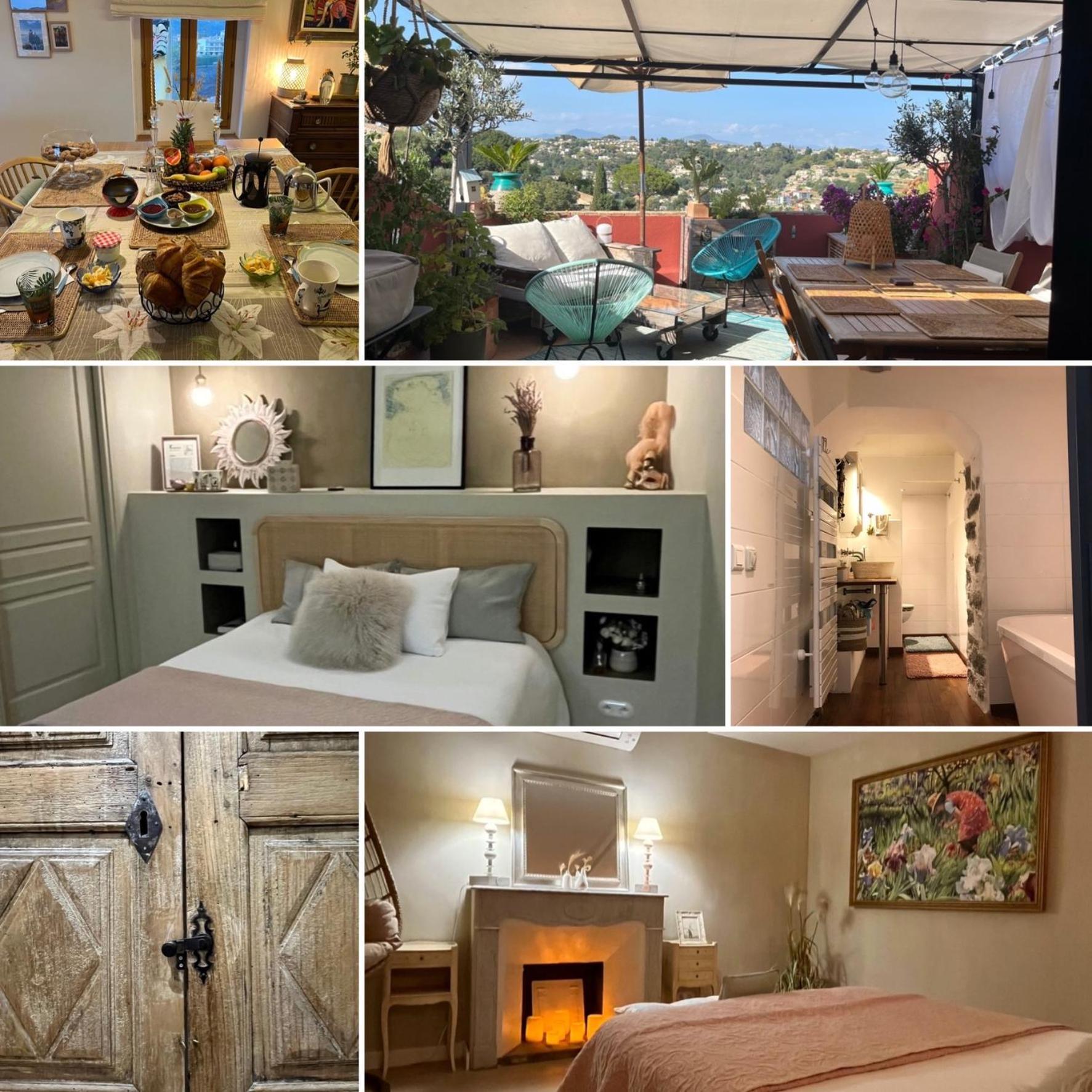 Bed & Breakfast Les Hauts De Cagnes Vue Mer Et Montagneアパートメント エクステリア 写真